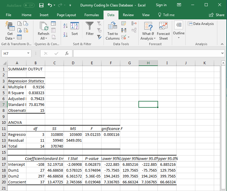 data analysis excel regression inaccurate