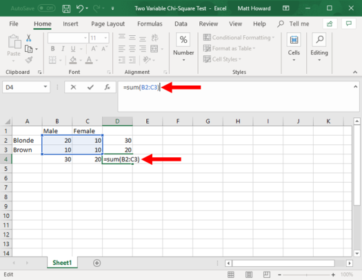 chi square test of independence in excel - two variable chi square in excel - picture 4