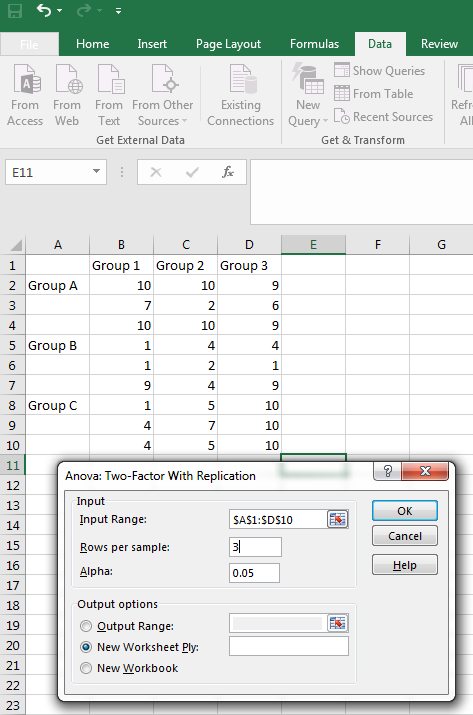 Two Way ANOVA in Excel 7