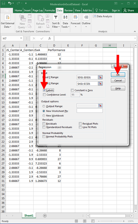 Moderation with Regression in Excel 23
